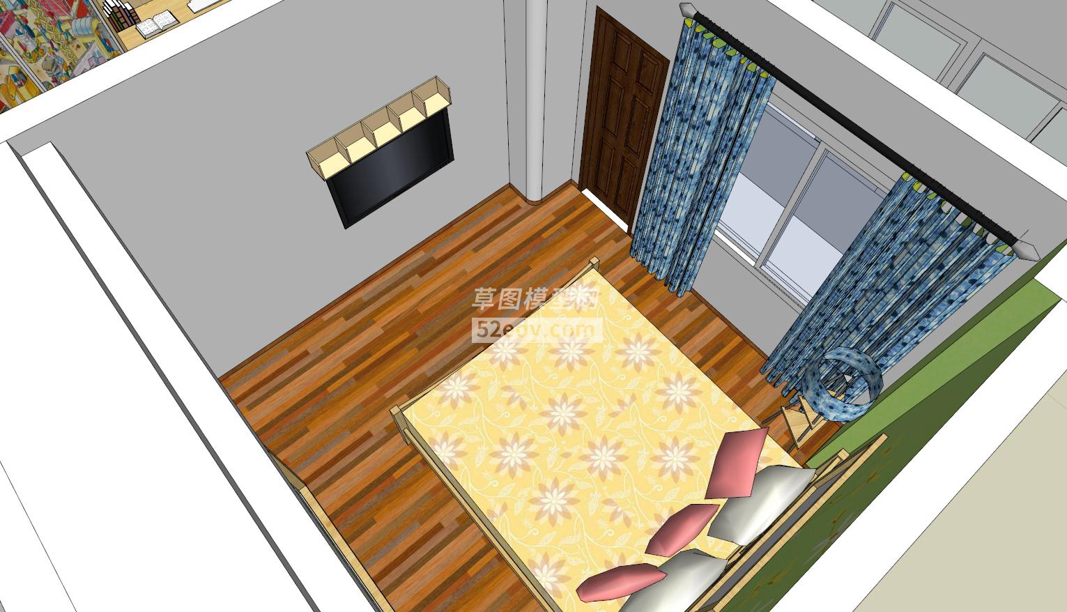 现代三房两厅家装场景SU模型QQ浏览器截图20181122114501(1)