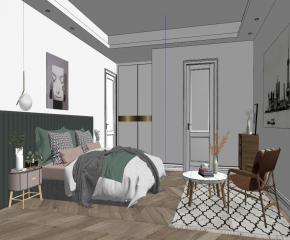 北欧风格室内卧室SU模型
