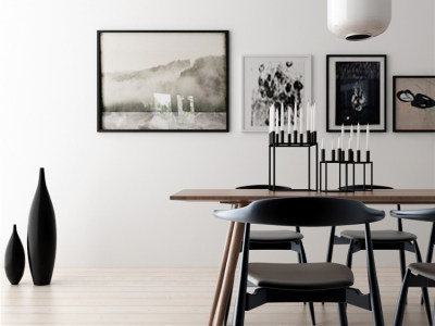现代风格餐厅木质餐桌椅SU模型
