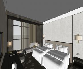 �新中式酒店客房SU模型