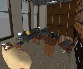 现代办公室内装修SU模型