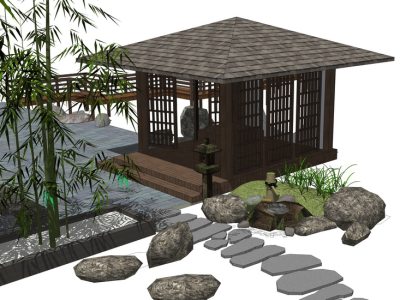 庭院�鐾な��^石�糁褡�SU模型