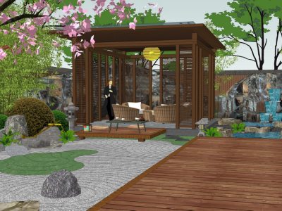 日式庭院景�^�敉饨ㄖ�SU模型