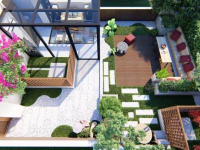 现代温馨庭院屋顶花园SU模型