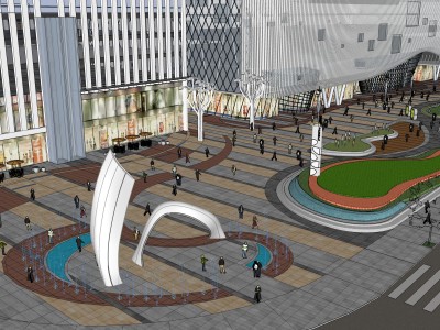 现代商业综合体广场景观SU模型