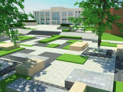室外庭院校园景观广场SU模型