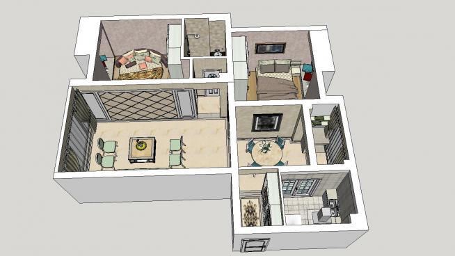 欧式公寓户型室内设计图模型