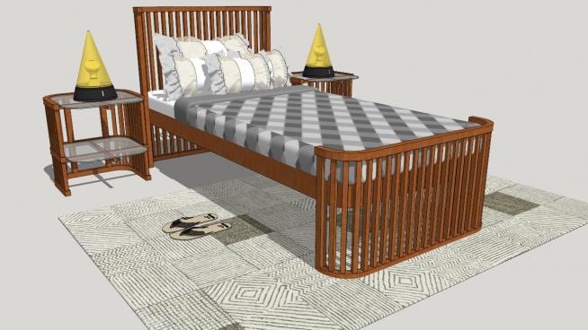 单人床床铺家具模型