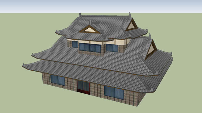 �鹘y日式瓦房屋SU模型