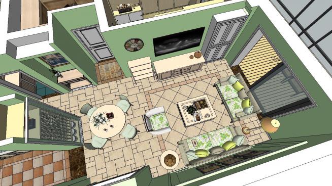 欧式复式风格公寓室内模型