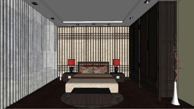 新中式室内家装开放式设计模型