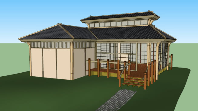 日式木屋瓦房住宅SU模型