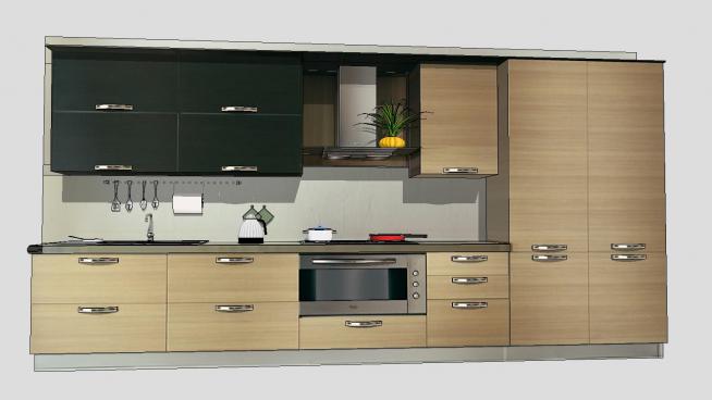 精致的室内厨房橱柜的SU模型