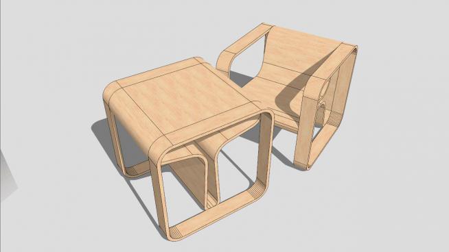 创意木质椅子桌子模型