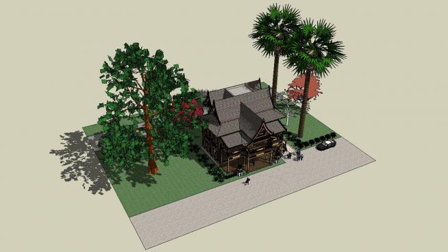 东南亚风格小屋木屋SKP模型