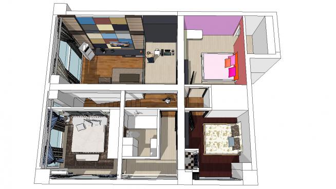 复式风格公寓室内SU模型