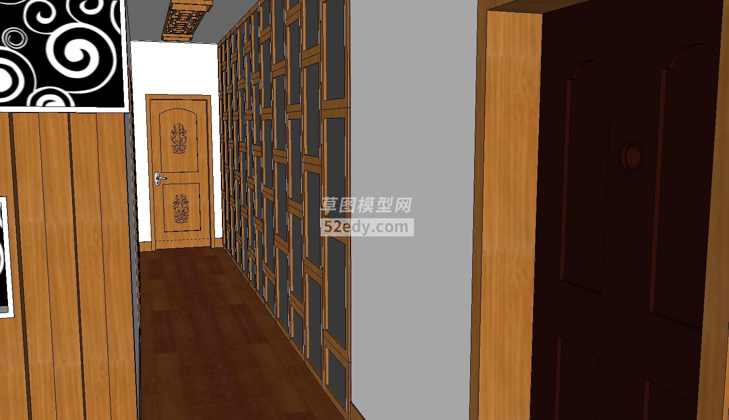现代中式客厅精装作品SU模型QQ浏览器截图20190124220124(2)