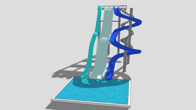 游泳池滑滑梯SU模型设计