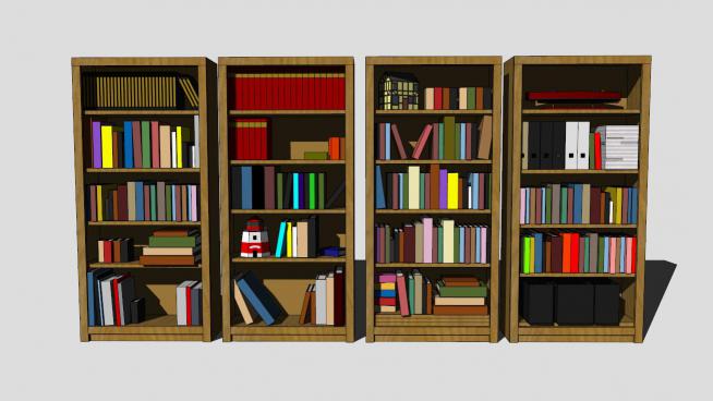 木质方形书架书柜模型