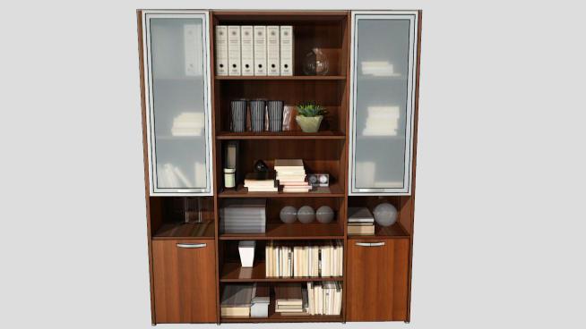木质书柜书架现代柜子家具模型
