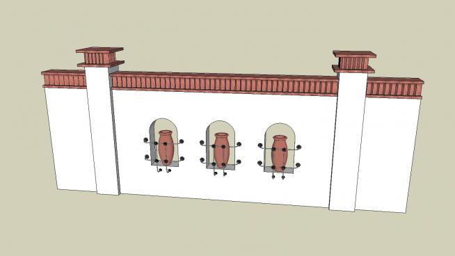 地中海式围墙镂空SU模型