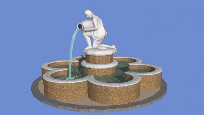 欧式风格男人拿水瓶喷泉流水模型