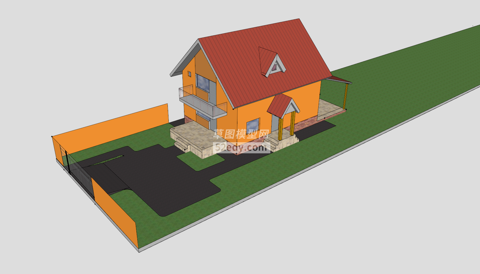 简易庭院橙色住宅SU模型QQ浏览器截图20190126114924(1)