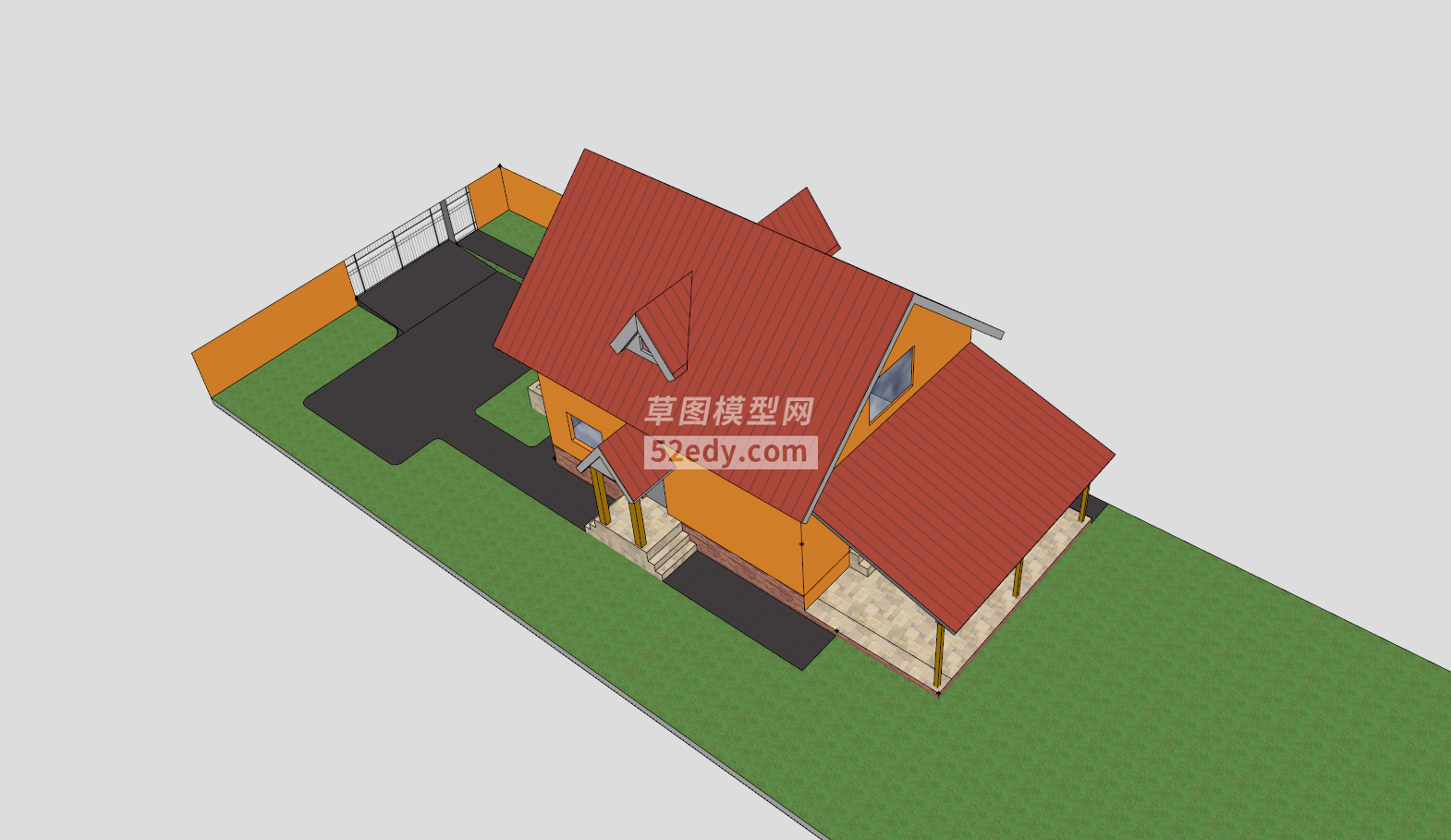 简易庭院橙色住宅SU模型QQ浏览器截图20190126114916(2)