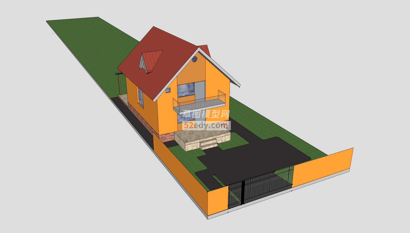 简易庭院橙色住宅SU模型QQ浏览器截图20190126114903(4)