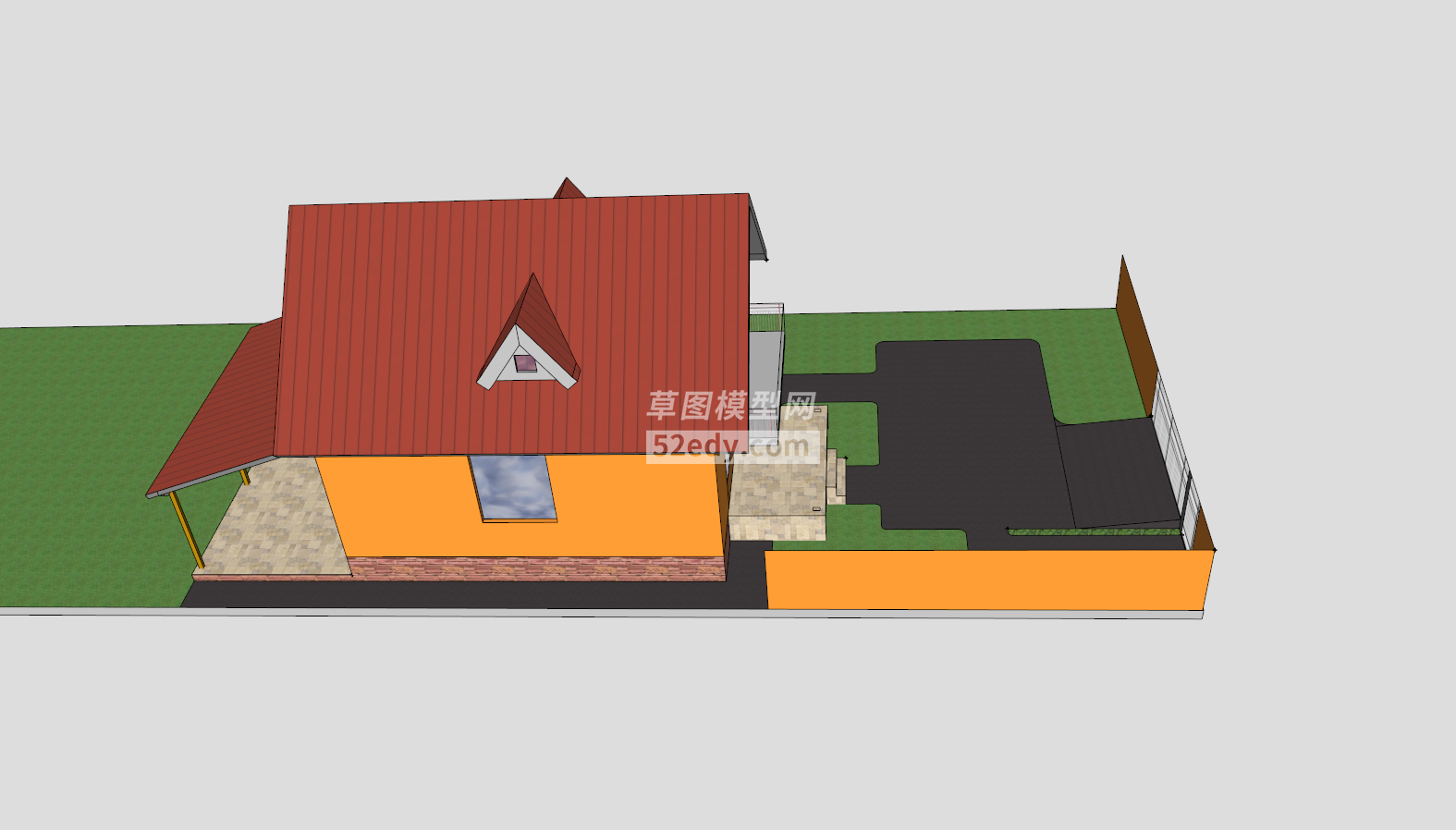 简易庭院橙色住宅SU模型QQ浏览器截图20190126114908(3)