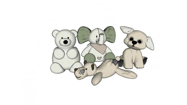 儿童玩具布娃娃小熊小兔大象模型