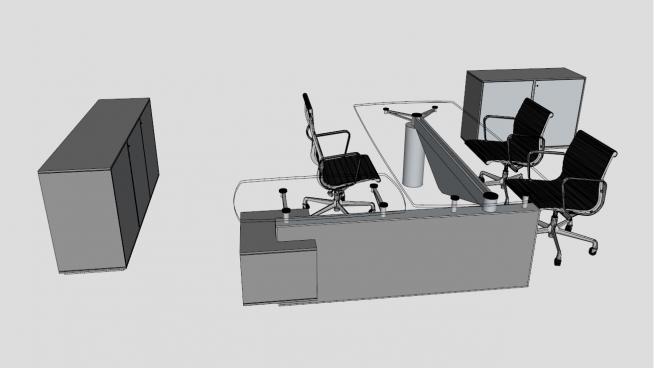 办公室老板办公桌椅子模型
