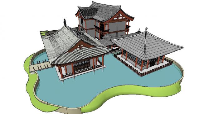 超精细中式古建筑SU模型