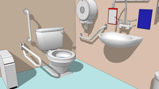 残疾人卫生间厕所全套SKP模型素材