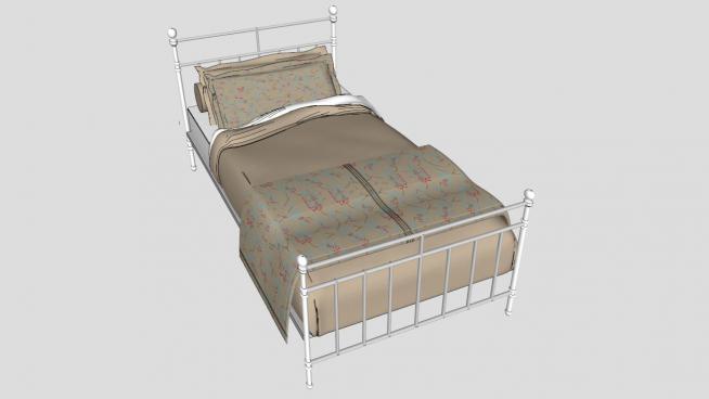 铁艺单人床床铺模型