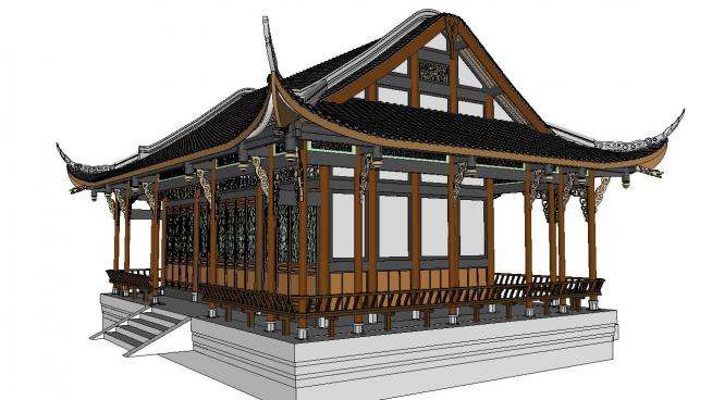 中国古代古建筑SU模型