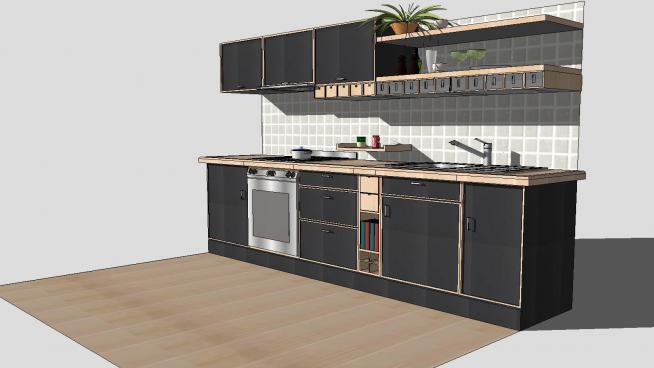 欧式精美厨房橱柜厨具的SU模型