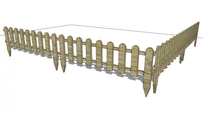 木栅栏栅栏围栏的SKP模型素材模型