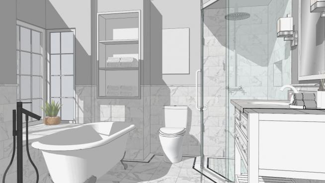现代浴缸内部卫生间SU模型