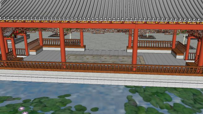 古建水榭长廊SU模型荷花池QQ浏览器截图20190130162705(1)