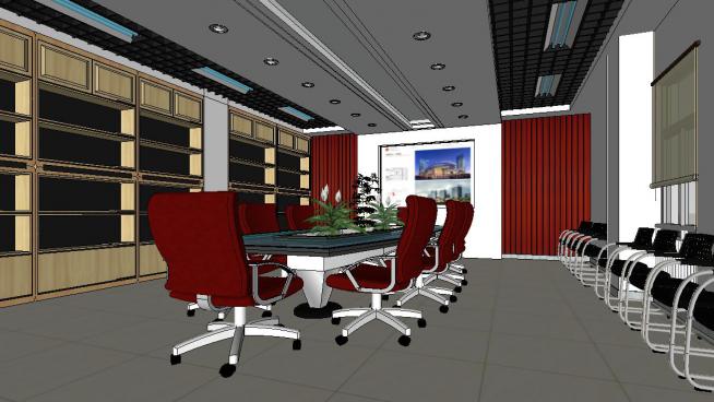 公司小型会议室的SU模型