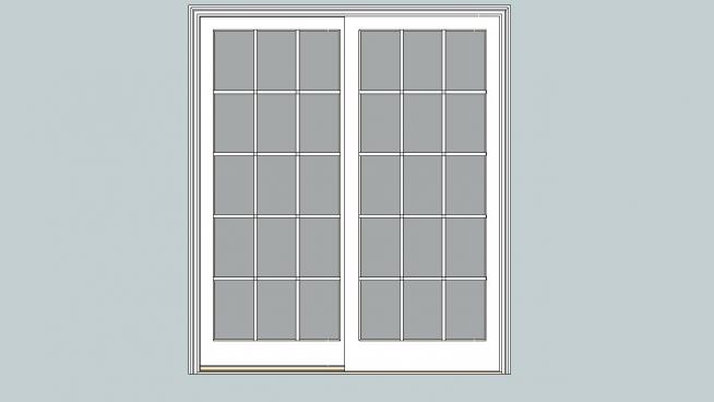 格子两扇门的落地窗的SKP模型