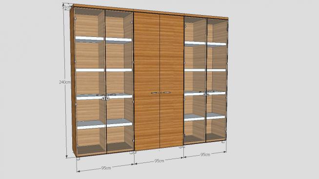 木质资料柜柜子书柜SU模型