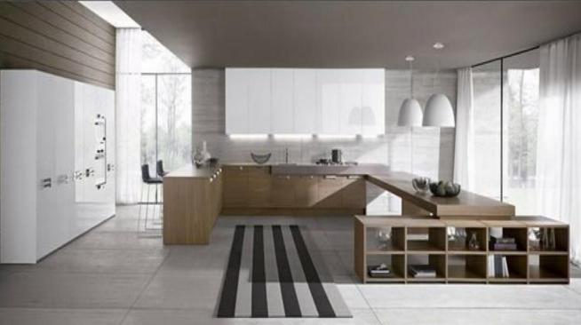 现代风格室内厨房木质SU模型