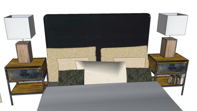 室内床铺衣柜地板壁画的SKP模型