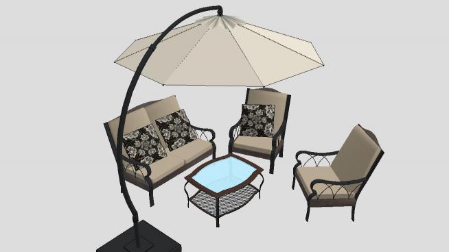 精细太阳伞遮阳伞的SU模型设计模型