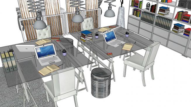 办公司桌子椅子办公桌SKP模型