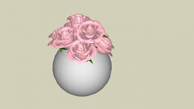球形花瓶玫瑰模型