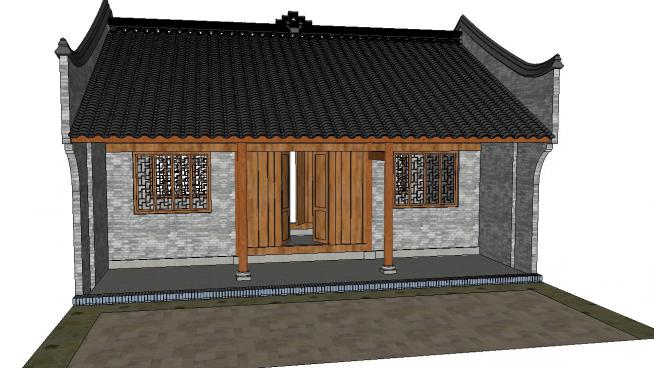 中式古建民居住宅建筑房子模型