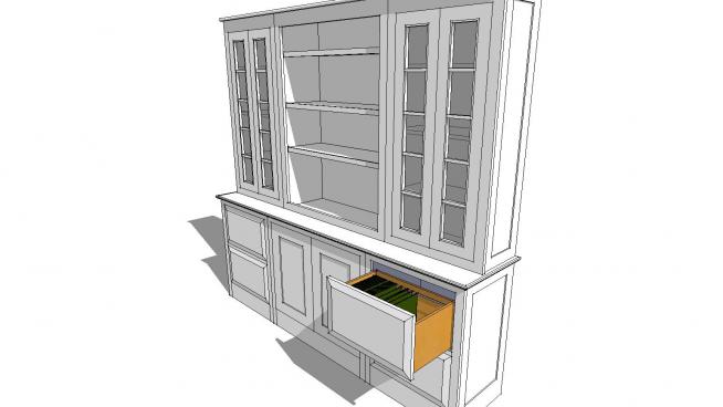 白色书柜组合柜的SU模型